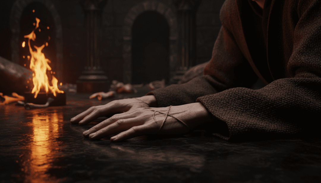 데스 메탈 사운드웨이브를 해석하여 'Gravesaw Communion'을 위한 어둡고 의식적인 시각적 개념으로 변환하는 AI.