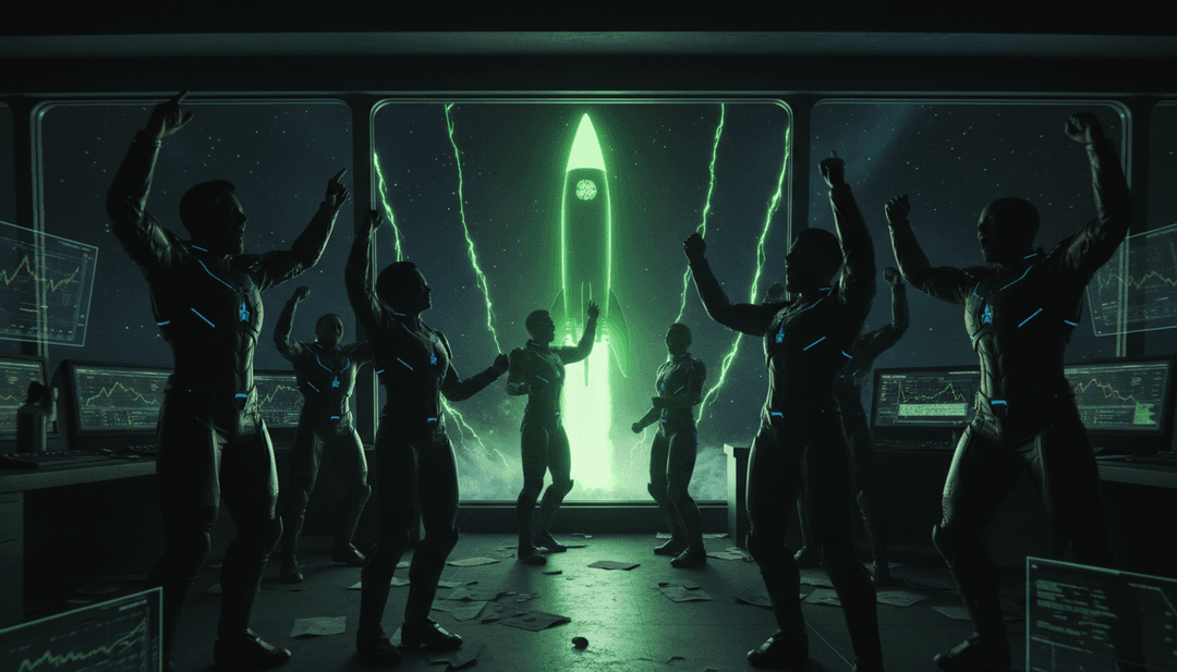 ユーザーが、クリエイティブツールとデジタルエフェクトに囲まれながら、CAPITAL G BEAT 2 NEW.mp3用に新しく生成されたAIミュージックビデオを大きなホログラフィックスクリーンで楽しそうに見ている様子。