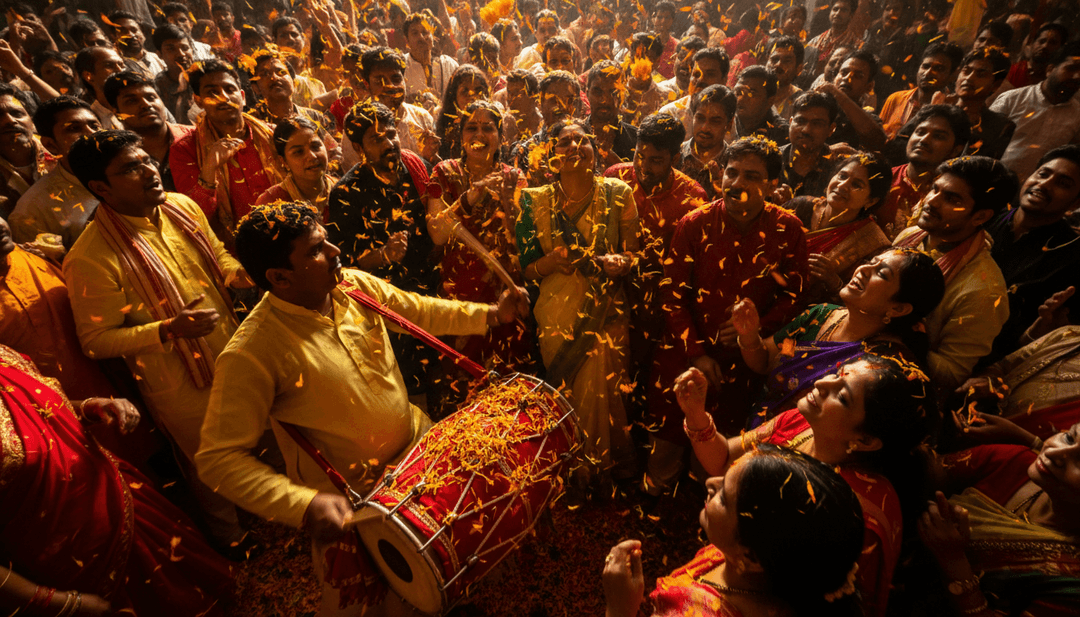 Un video musicale finito di alta qualità per 'Dekho Ram Aaye' riprodotto su uno schermo, con il marchio `freebeat.ai`, che ispira gli utenti a creare il proprio.