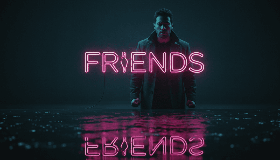 Interprétation conceptuelle par IA de la chanson de v5 'Paliksim draugi...', montrant des visuels pop électroniques abstraits émergeant d'ondes sonores.