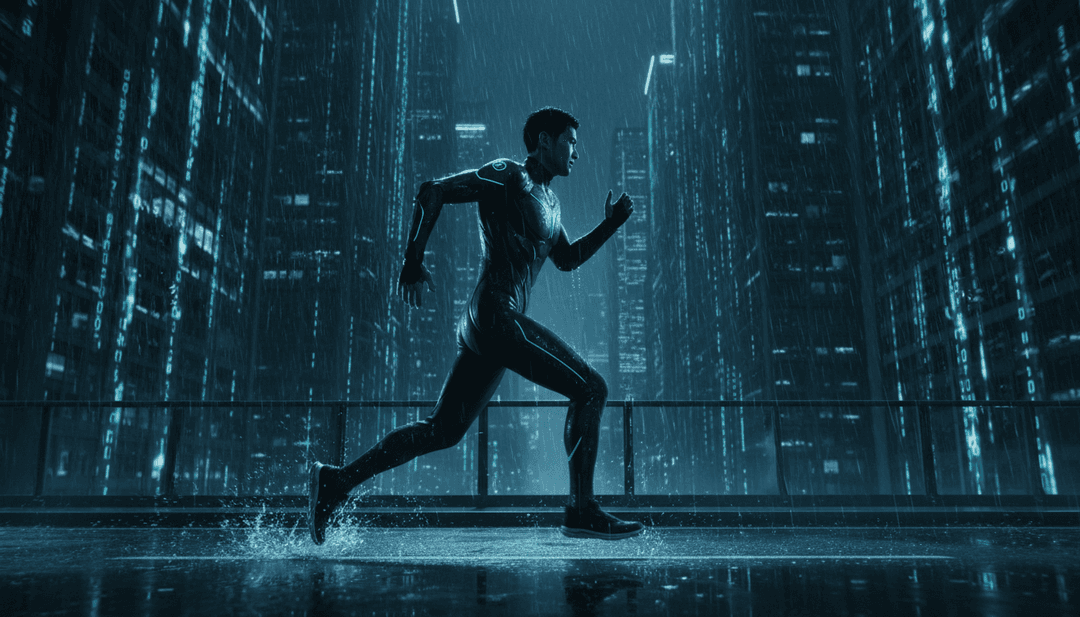 लोफाई हिप-हॉप, इमो रैप गीत के लिए ध्वनि तरंगों और भावनात्मक डेटा का विश्लेषण करते हुए एआई का अमूर्त प्रतिनिधित्व, उदास स्वरों पर ध्यान केंद्रित।