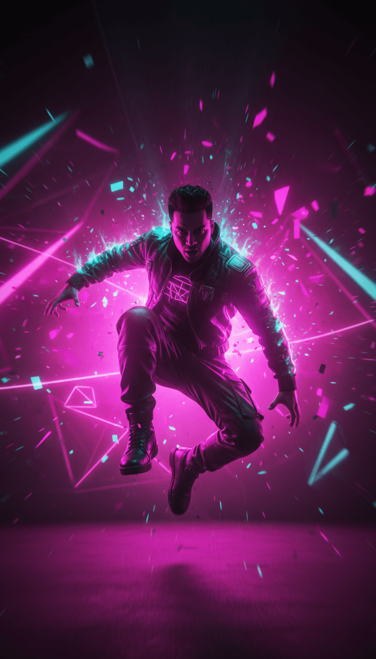 Un usuario interactuando con la interfaz de freebeat.ai, viendo un video musical completado para 'Tegap Hadapi Dunia' reproduciéndose en una pantalla.