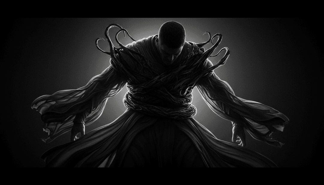 AI 詮釋 v5 的電子流行樂旋律 'Paliksim draugi...',展示抽象光影圖案與合成器波形。