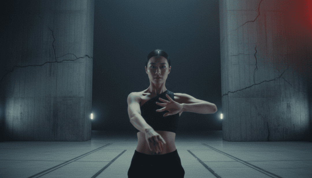 IA interpretando los ritmos K-R&B, hip-hop y trap de 'Yeah…' de ars303026 & v5, conceptualizando visuales urbanos.