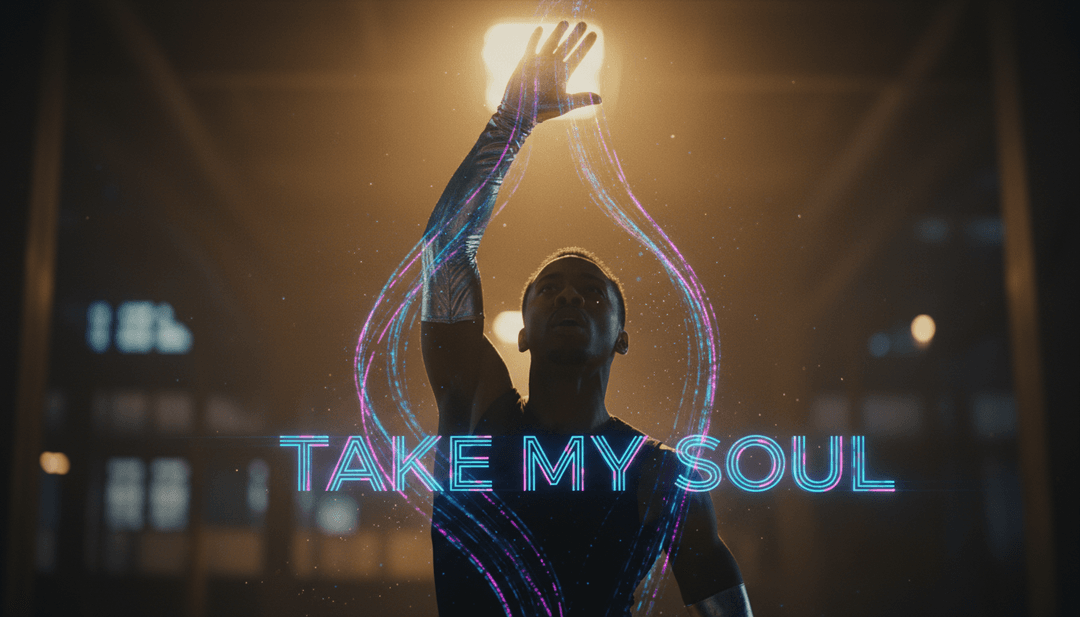 Usuário assistindo a um impressionante videoclipe gerado por IA em uma tela futurista com interface freebeat.ai