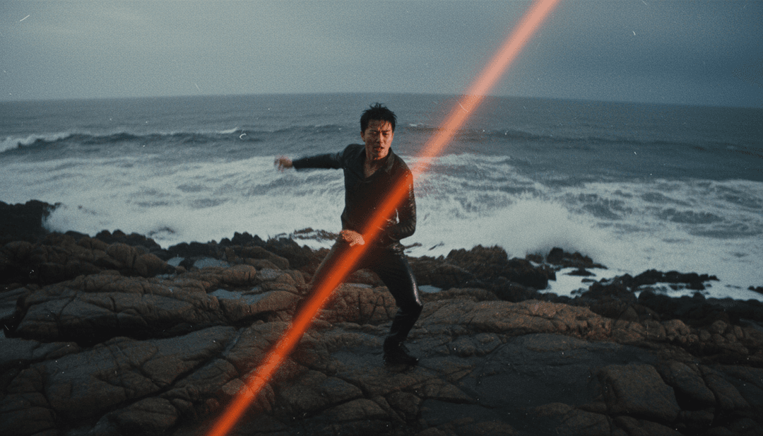 Ein fertiges, hochwertiges Musikvideo für 'Still Here (Dark Rock Mix)', das auf einem Bildschirm abgespielt wird und KI-generierte Kreativität zeigt.