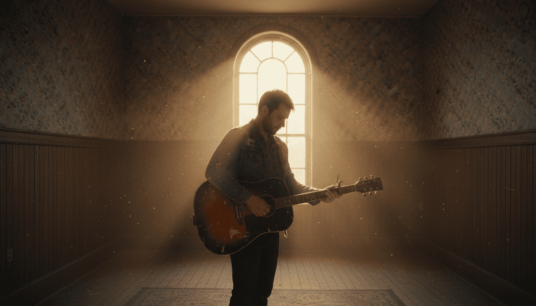 Un algoritmo AI visualizza concetti astratti di ambiguità, musica folk e introspezione, mostrando una rete neurale che interpreta note musicali.