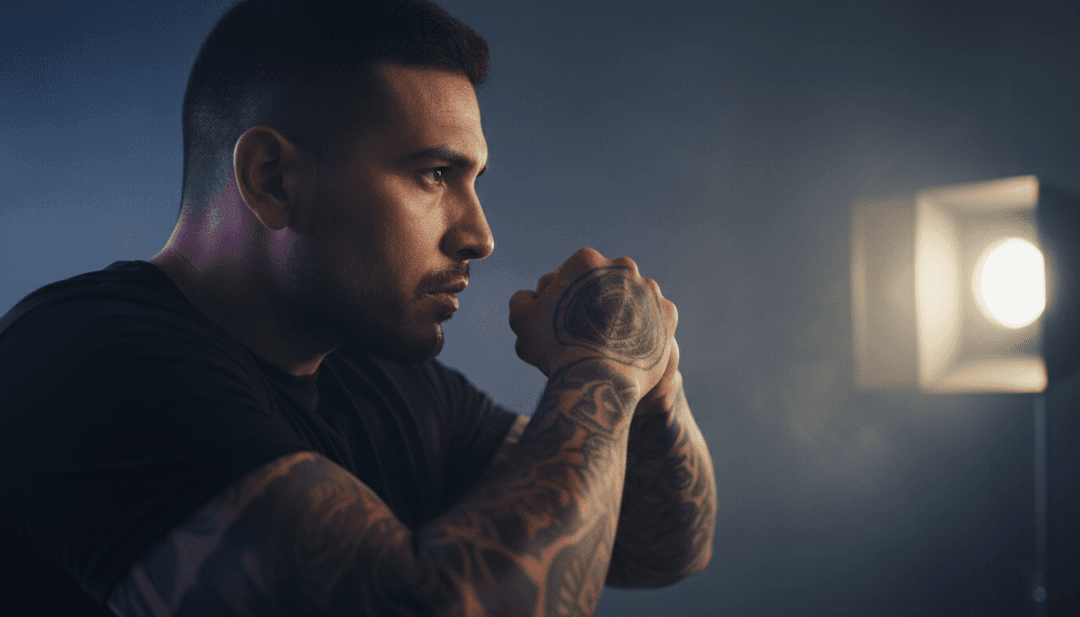 화면에서 재생되는 'Marcando Almas'의 완성된 뮤직 비디오, 강렬한 시각 효과를 보여주며, freebeat.ai 로고가 한쪽 구석에 미묘하게 표시되어 사용자가 자신의 것을 만들도록 초대합니다.