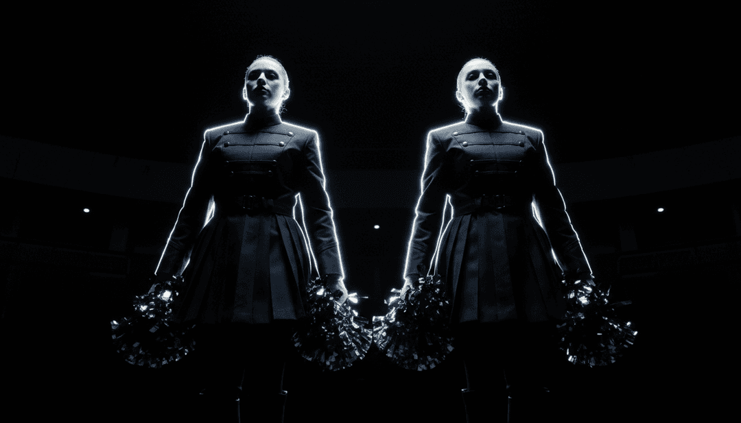 AI che analizza 'Enemies' di Offset, visualizzando ritmi trap aggressivi e temi lirici fiduciosi su uno sfondo scuro e dinamico con contorni al neon, che rappresentano conflitto e ambizione.