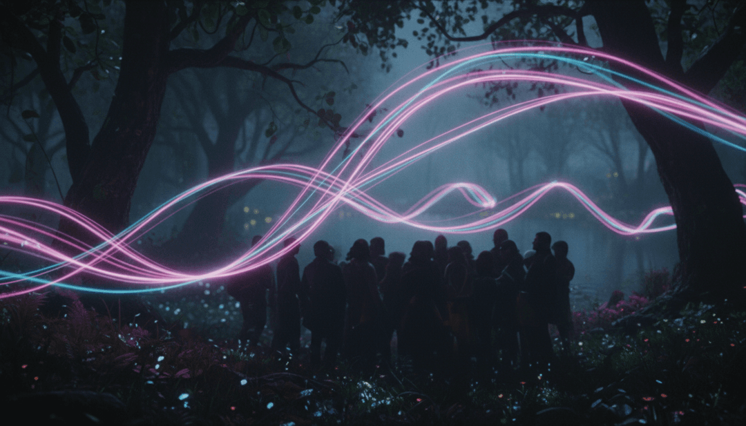 Animierte Szenen eines gemütlichen Kamins, spielender Kinder im Schnee und festlicher Dekorationen, synchronisiert mit Musik.