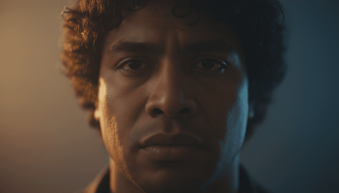 Representação abstrata de ondas sonoras transformando-se em motivos visuais de ilha e R&B para 'Noho Se Namo', simbolizando a análise por IA.