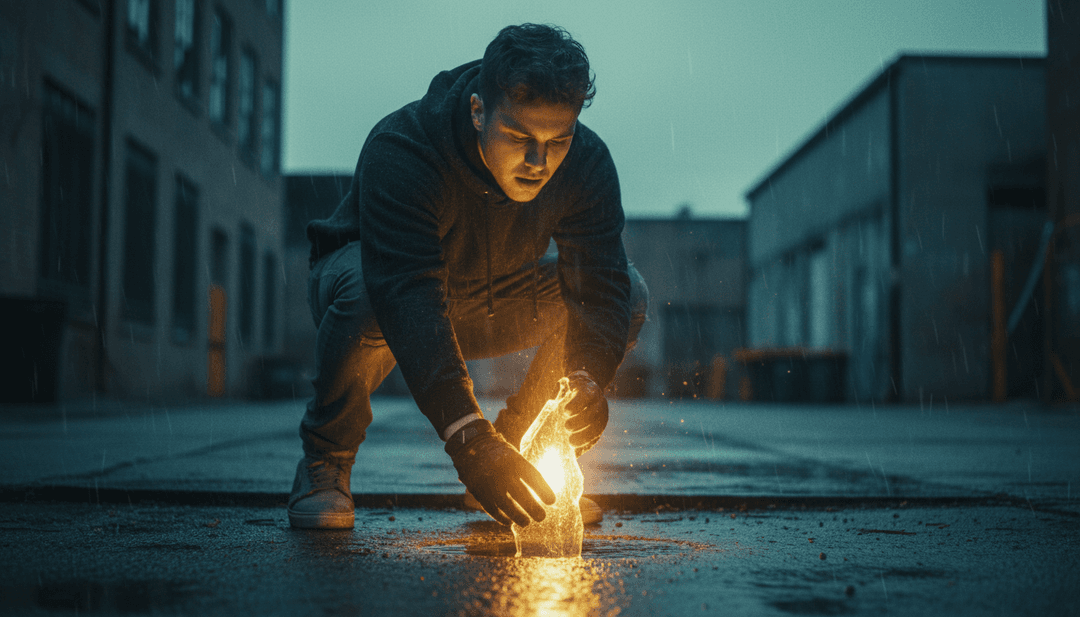 Visuais dinâmicos de paisagens urbanas se misturando com sequências de sonhos abstratas, ilustrando a jornada da música.