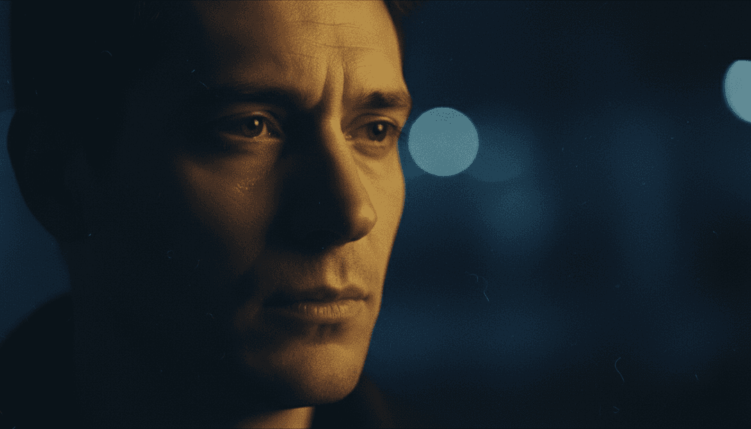 Uma pessoa vendo um videoclipe completo e de alta qualidade de 'A PERFECT WORLD' gerado por IA em uma tela grande, parecendo impressionada.