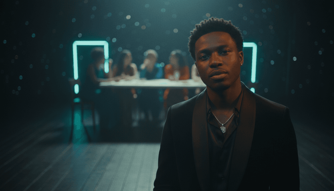 DJ 混音的动态动画,声频以发光线条的形式视觉化,创造出一个充满活力的城市景观,与 'Pretty Girls' 同步。