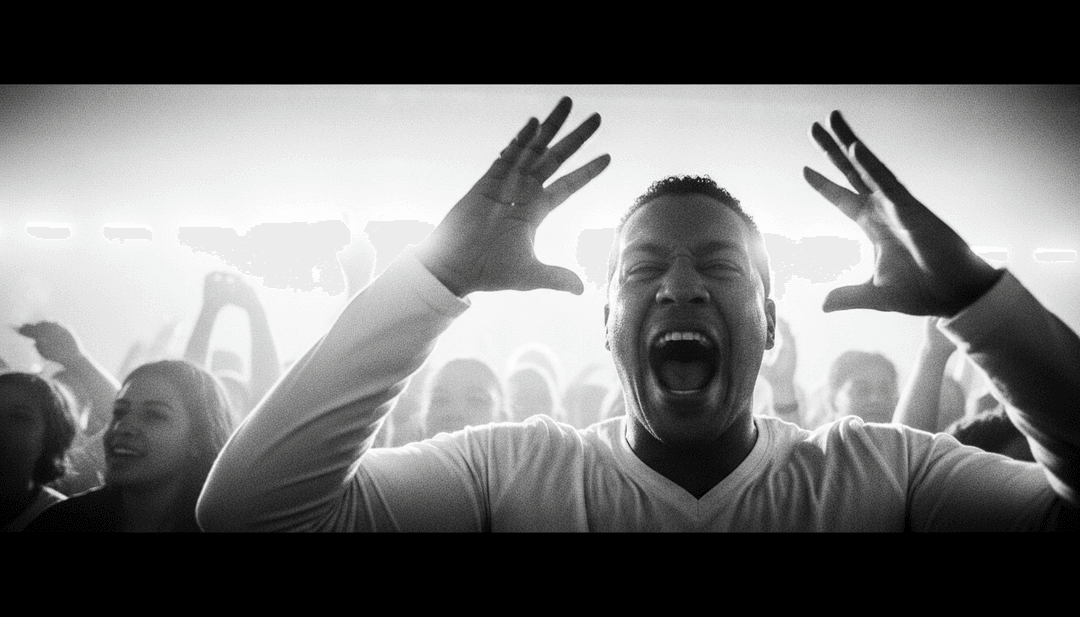 Um videoclipe finalizado sendo reproduzido em uma tela grande, exibindo uma montagem de cenas vibrantes e dinâmicas.