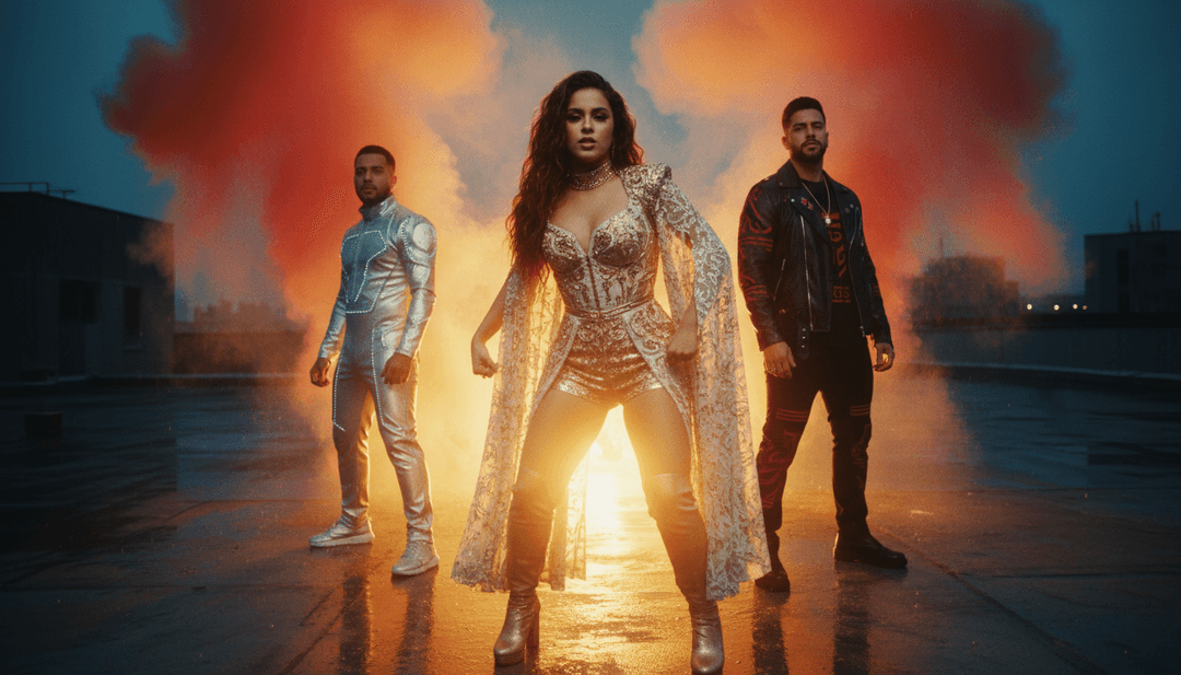 레게톤 비트에 맞춰 추상적인 영상이 동기화되며, 역동적인 전환과 에너제틱한 장면을 보여줍니다.