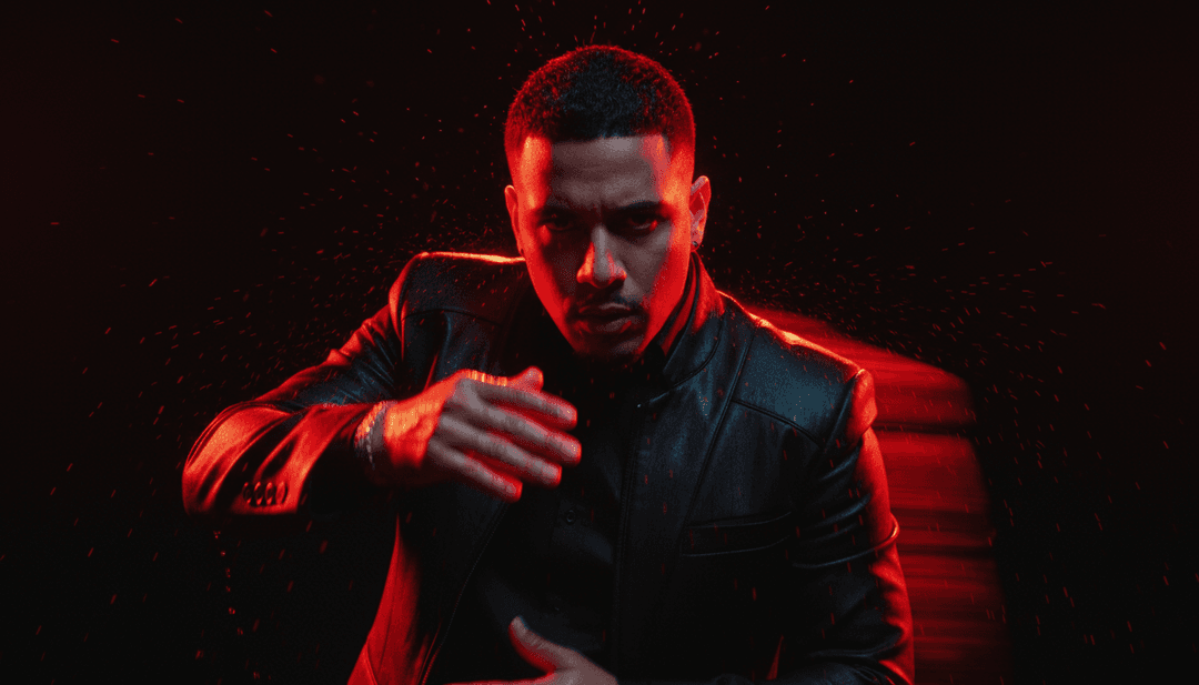 아티스트 이름과 freebeat.ai 로고가 있는 "HACE CALOR"의 세련된 뮤직 비디오 프레임.