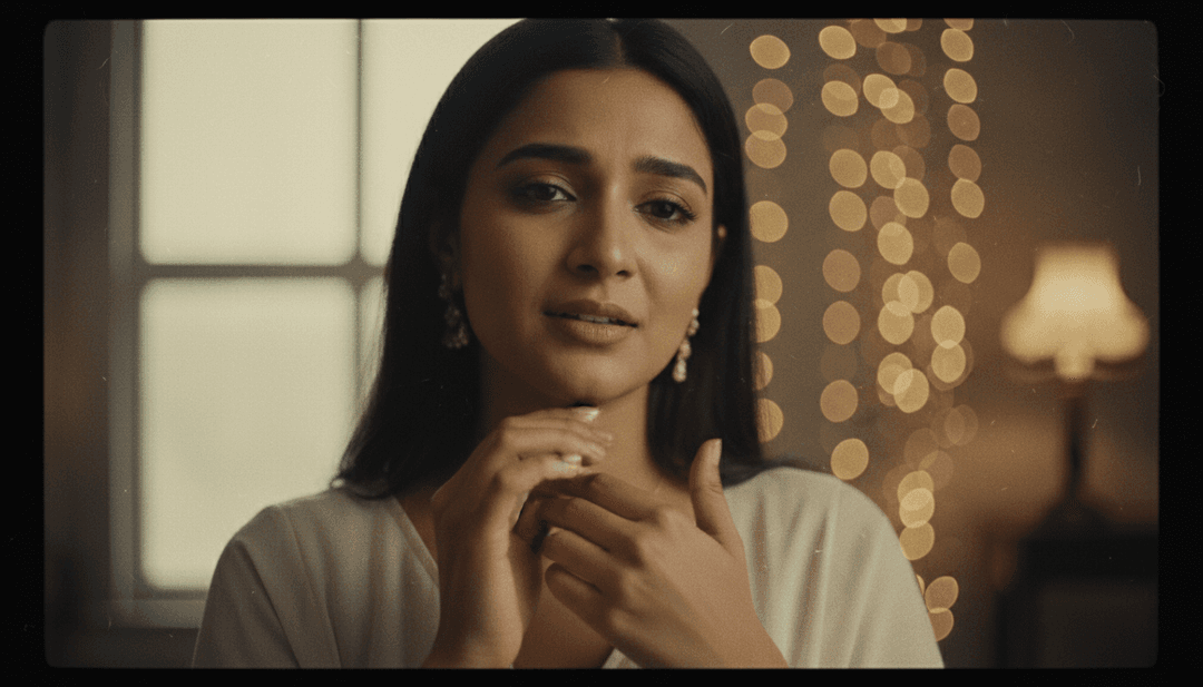 Scene animate da un video musicale generato dall'IA per 'In Twos', che mostrano paesaggi naturali in evoluzione, sottili interazioni umane ed elementi di arte popolare perfettamente sincronizzati con la voce di Esha Tewari e la strumentazione acustica.