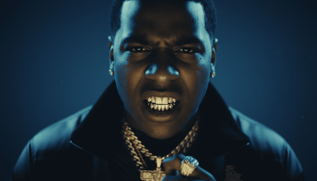 미래형 화면에서 재생되는 BashfortheWorld의 "Ight"용 AI 생성 뮤직 비디오.