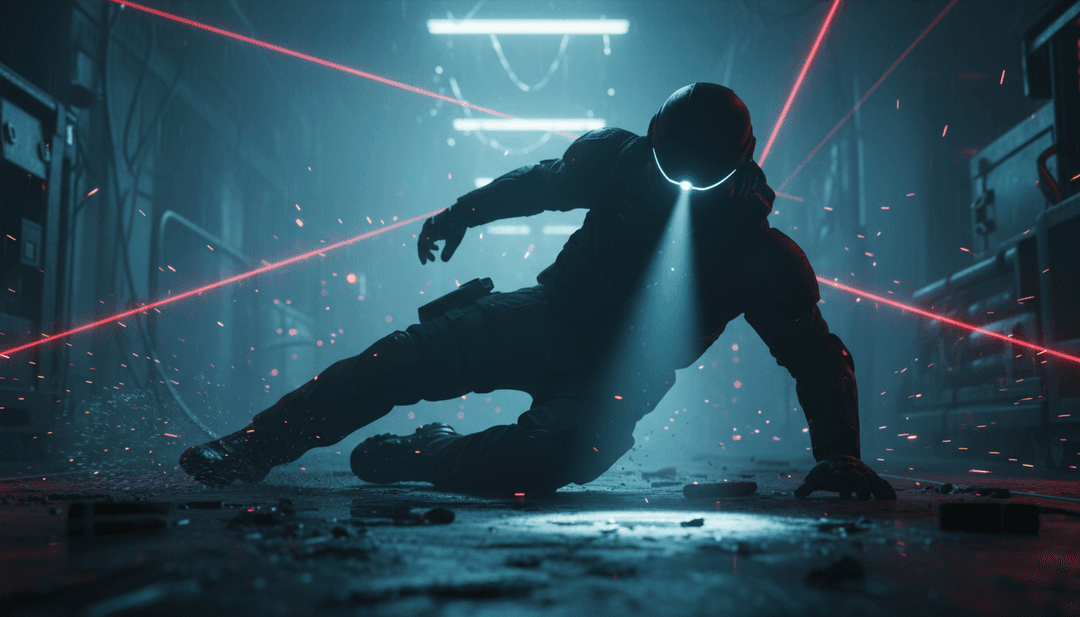 Rappresentazione visiva dinamica degli assoli di chitarra e delle armonie vocali di "Unforgiven" di doggone, che raffigura un protagonista in un viaggio impegnativo.