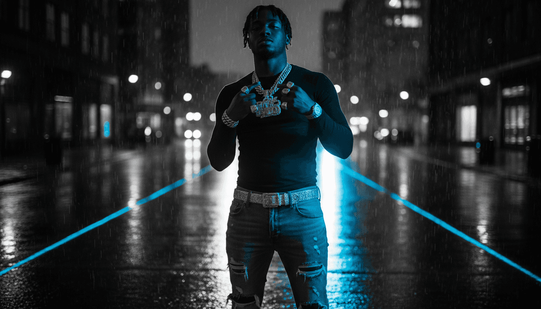 AIアルゴリズムがLuh Tylerの「On My Own」の音波と歌詞を分析し、自立と都会の気概というテーマを視覚化。