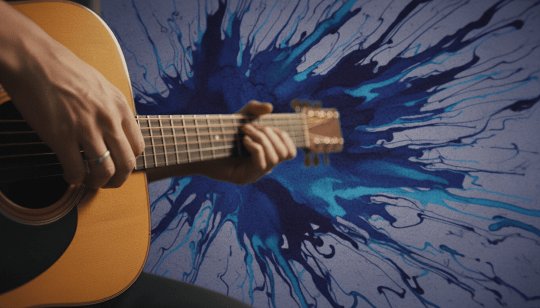 Fine《Moment》的動態視覺序列,展示一個孤獨的身影穿過陽光普照的草地,隨著歌曲節奏變化而過渡,並伴有動畫歌詞。