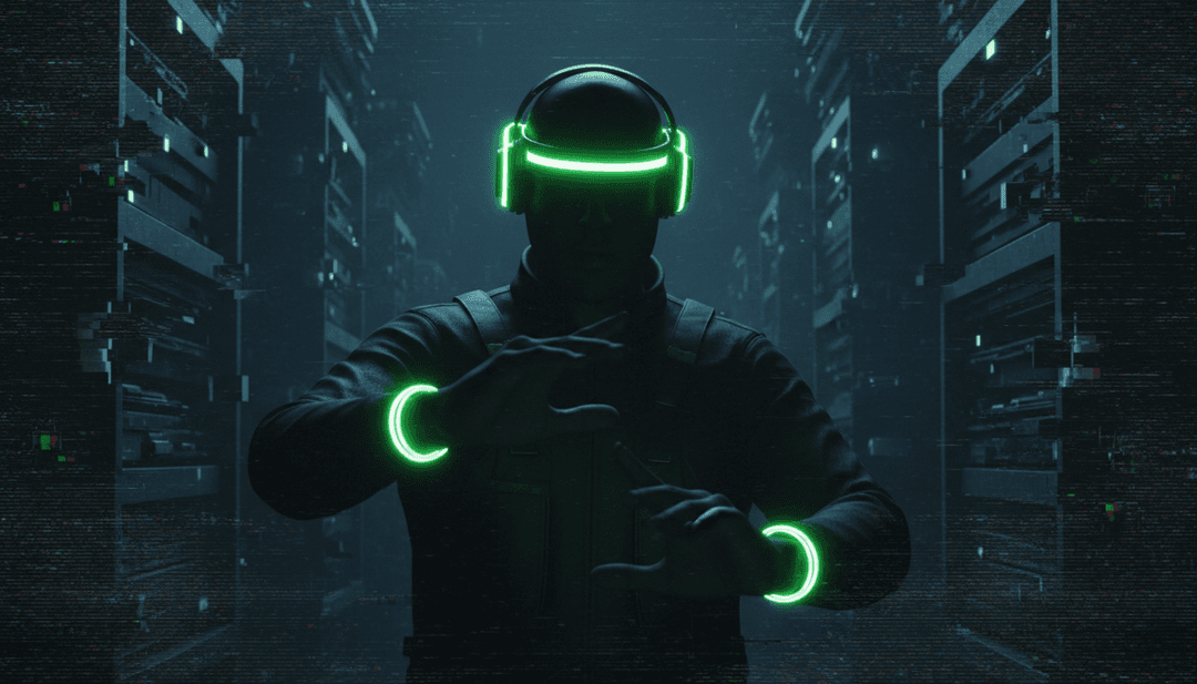 Representação visual abstrata das ondas sonoras eletrónicas de Rodl Glide, interpretada por um gerador de videoclipes de IA.