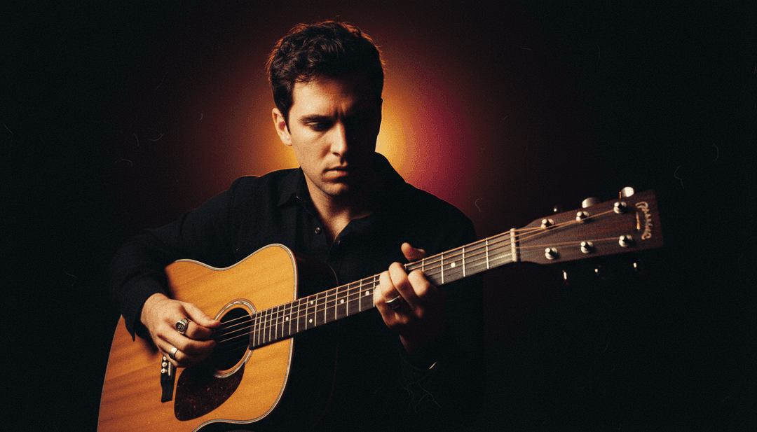 Visual dinamici generati dall'AI, che raffigurano la trasformazione della chitarra acustica e delle armonie vocali di 'The Wall (Demo)' di Liam Benzvi in paesaggi astratti e texture in movimento.