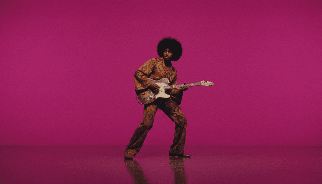 Un lienzo digital donde colores y formas vibrantes y fluidos se sincronizan perfectamente con una onda, representando la traducción de la IA de las armonías de Elujay.