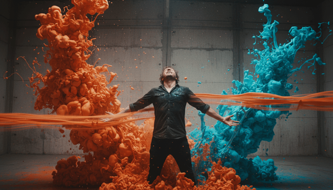 山坡上的火焰的戏剧性视觉效果,与强大的吉他独奏和 Kameron Marlowe 的表演融为一体