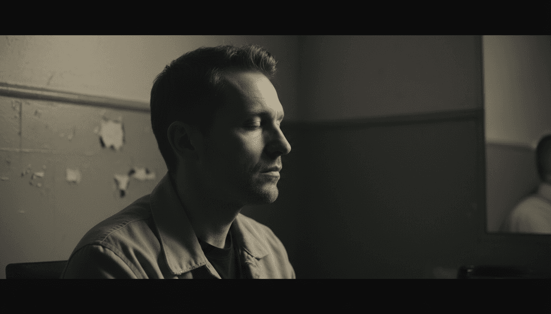 AI 分析 Sam Fender 的 'I'm Always On Stage' 歌詞,顯示原聲吉他弦、民謠敘事元素和鄉村道路地圖疊加