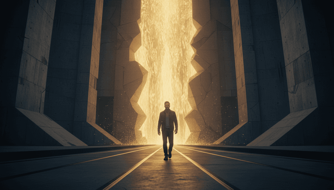 Uma cena do videoclipe 'walk into the light' gerado por IA, apresentando pinceladas animadas formando flores desabrochando e luz solar salpicada pelas árvores.