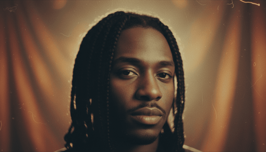 Analyse IA de la chanson 'Float' de Samm Henshaw, visualisant des ondes sonores abstraites et des motifs rythmiques se transformant en art conceptuel initial pour un clip musical.