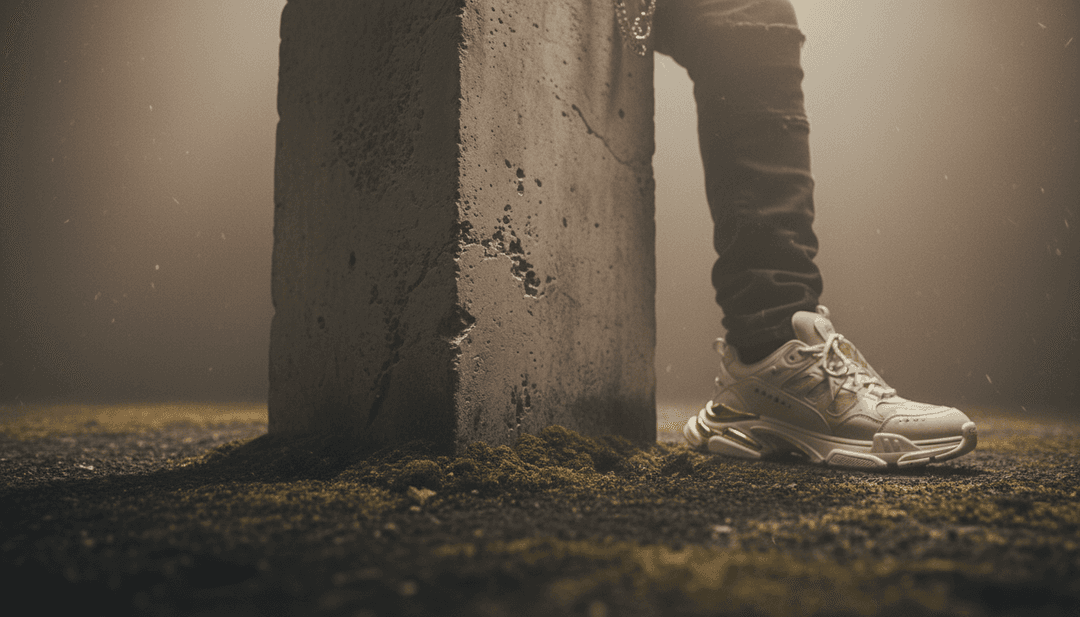 IA interpretando la energía cruda de 'From The Bottom' de BigXthaPlug con arte callejero urbano, siluetas y una sensación de ascenso determinado.