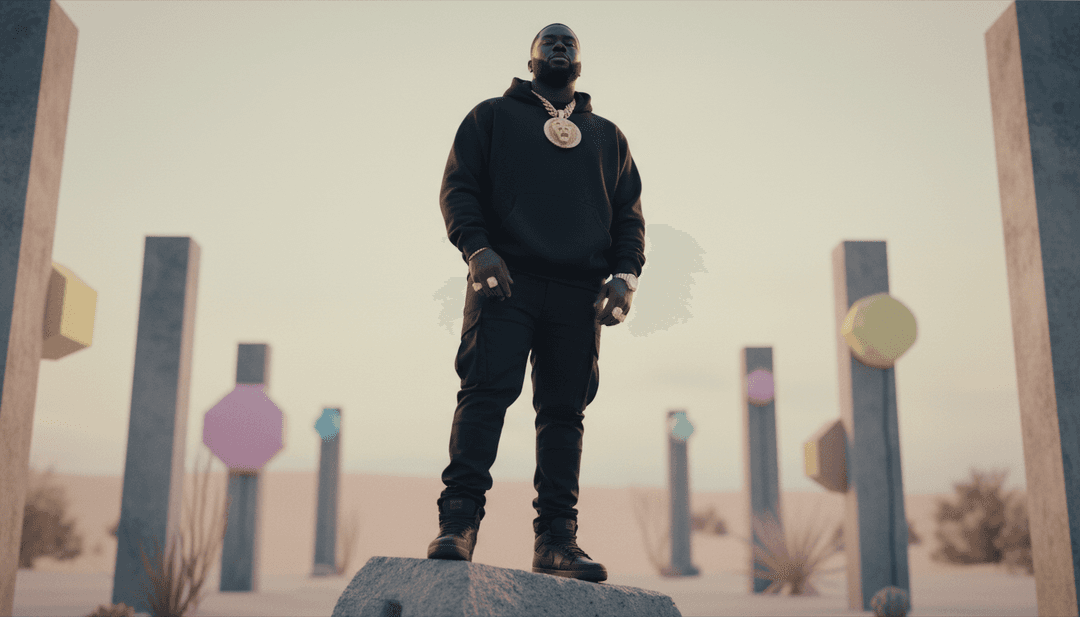 Visuales dinámicas sincronizadas con ritmos de trap y flujos de hip-hop, presentando cortes rápidos, escenas urbanas en cámara lenta y una creciente sensación de impulso.