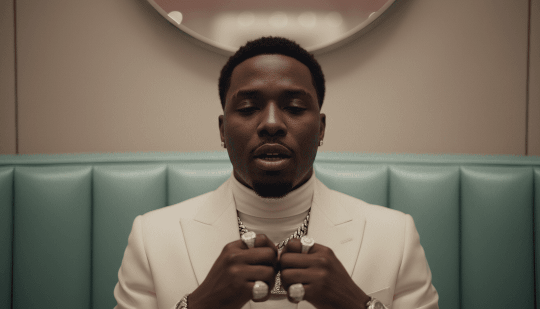 힙합과 트랩 음악 요소에 대한 AI 분석, 'wgft'를 위한 음파 및 가사 테마 시각화.