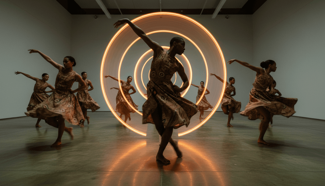 城市苏醒的动态场景、充满活力的街头艺术和舞动的剪影,与 CIZA, Tems, Omah Lay 及其合作者的 'Isaka II (6am)' 的节奏完美同步,由AI音乐视频转换器生成。