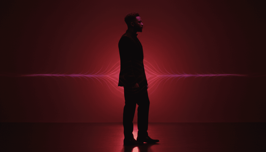 IA interpretando as melodias emotivas e a profundidade emocional de 'With You' de Jorja Smith, visualizando uma jornada através de luz suave e cenas introspectivas, refletindo a estética R&B.