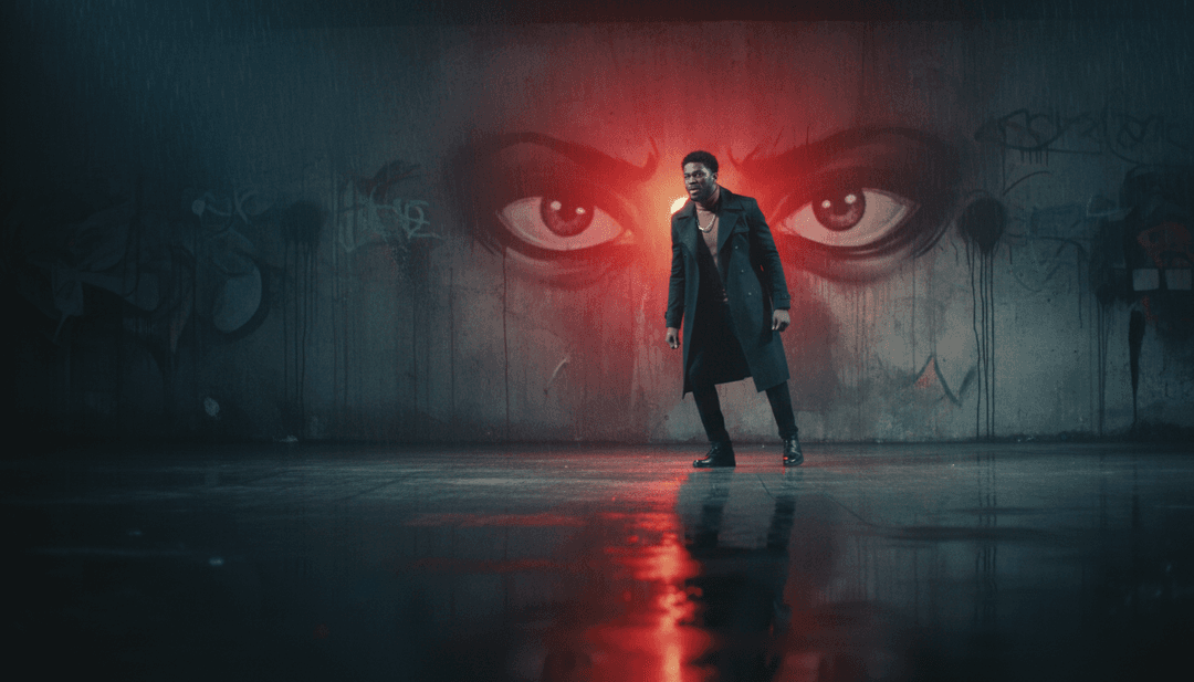 गिरते हुए हीरे और छायादार आकृतियों की अमूर्त कल्पना, जो GIVĒON के 'DIAMONDS FOR YOUR PAIN' के दर्द और आत्मा का प्रतिनिधित्व करती है।