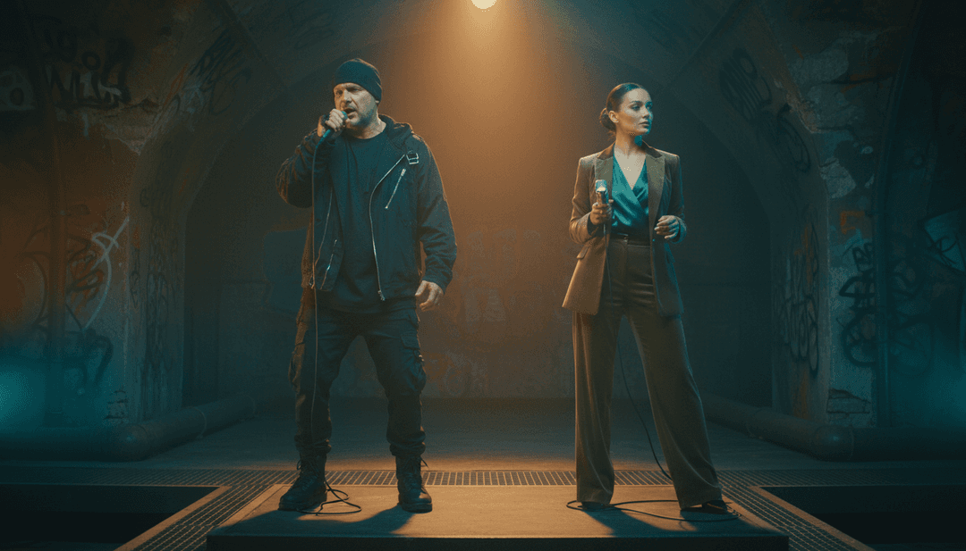 Visuels dynamiques créés par Freebeat.ai, traduisant les harmonies vocales et les rythmes de 'act xi: she ain’t no angel' de 4batz, Leon Thomas en scènes vidéo captivantes.