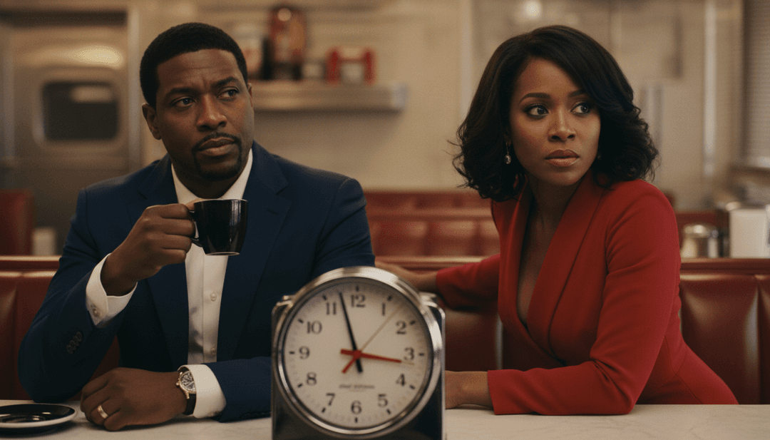 Representação visual dinâmica de batidas de bateria de R&B transformando-se em movimentos suaves de câmera e harmonias vocais soulful retratadas como trilhas de luz brilhantes, combinando com 'Rock With Me' de Kem & Marsha Ambrosius.