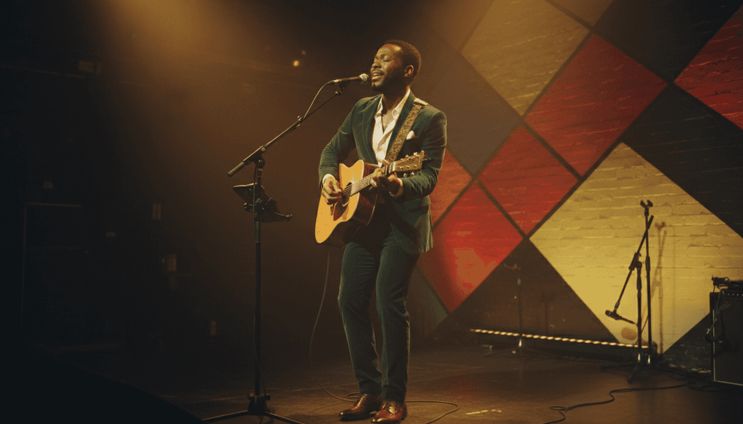 AI che genera una sequenza video musicale dinamica per 'I Win', mostrando transizioni fluide tra paesaggi urbani e movimenti di danza R&B astratti.