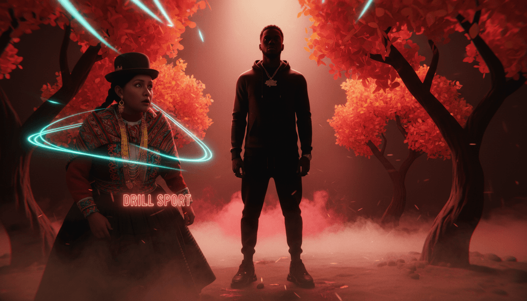 Cholita के आर एंड बी वोकल्स और Skillibeng के रेगे फ्लो का गतिशील दृश्य प्रतिनिधित्व