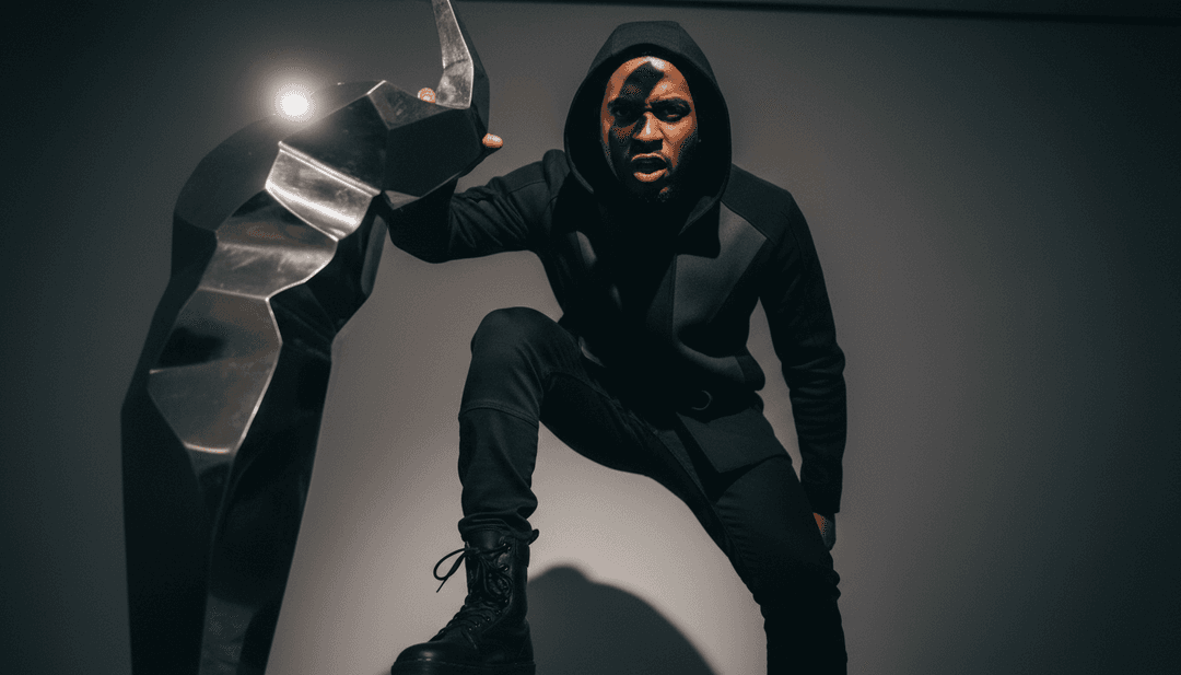 अमूर्त दृश्य तत्वों का गतिशील अनुक्रम एक गूंजते हुए हिप-हॉप बीट के साथ सिंक्रनाइज़ हो रहा है, यह दर्शाता है कि एक संगीत वीडियो जेनरेटर ऑडियो को वीडियो में कैसे बदलता है।