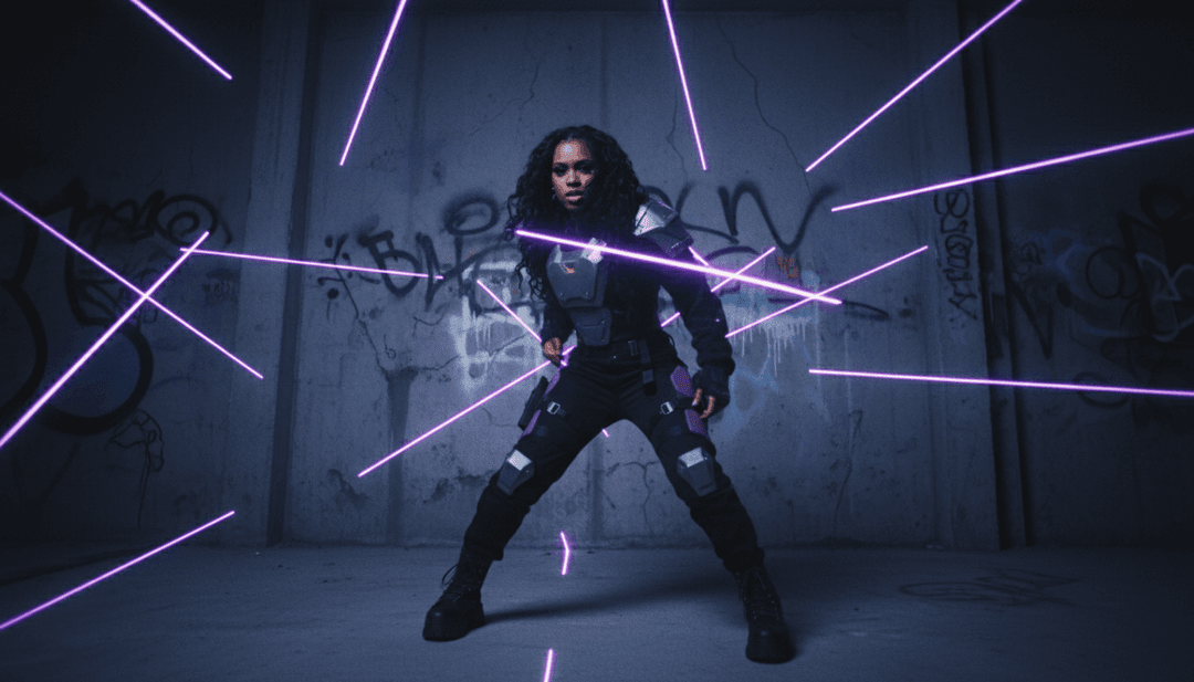 Rico Nasty के 'PEPPER' के बोल और बीट्स के साथ सिंक होने वाले विज़ुअल इफेक्ट्स को दर्शाते हुए गतिशील AI-जनित संगीत वीडियो दृश्य।