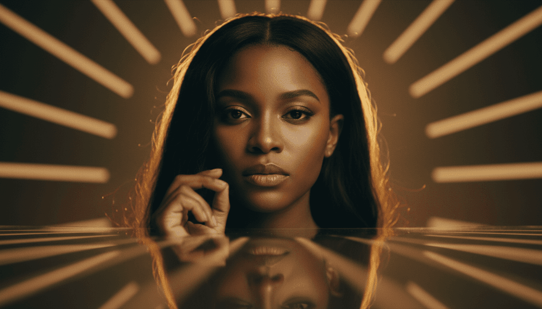 Visualiseur dynamique montrant les voix de Syd créant de l'art abstrait fluide et des scènes cinématographiques au ralenti, générées par l'IA.