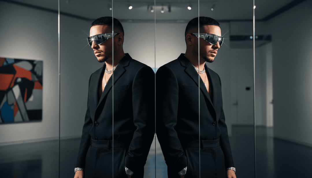 Imágenes dinámicas generadas por IA, sincronizándose con los versos de rap de Myke Towers y las armonías vocales de R&B de Omah Lay.