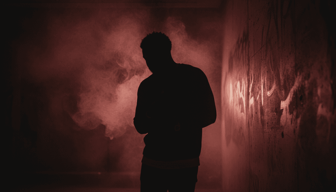 Bryson Tiller के 'I Need Her' के लिए ऑडियो वेवफॉर्म और R&B शैली मेटाडेटा का विश्लेषण करने वाला एक AI सिस्टम, गहरे नीले और बैंगनी रंग दिखाने वाले मूड बोर्ड से घिरा हुआ, भावनाएँ जगा रहा है।