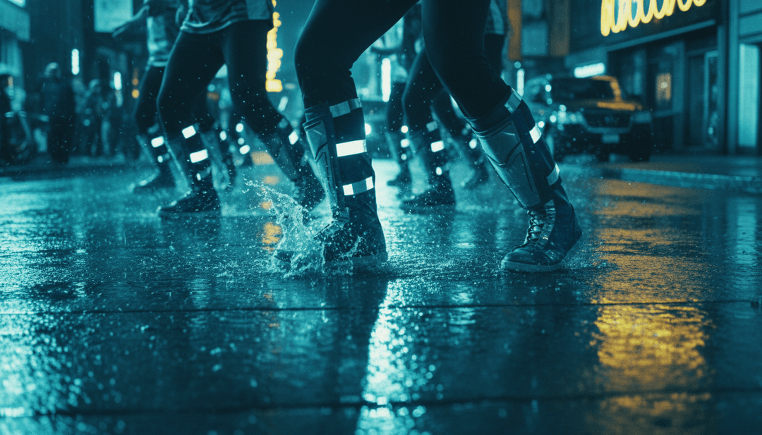 AI-जनरेटेड म्यूज़िक वीडियो में EDM ड्रॉप्स का गतिशील लाइट शो और सिंक्रनाइज़्ड डांस मूवमेंट्स में बदलने का विज़ुअल प्रतिनिधित्व।