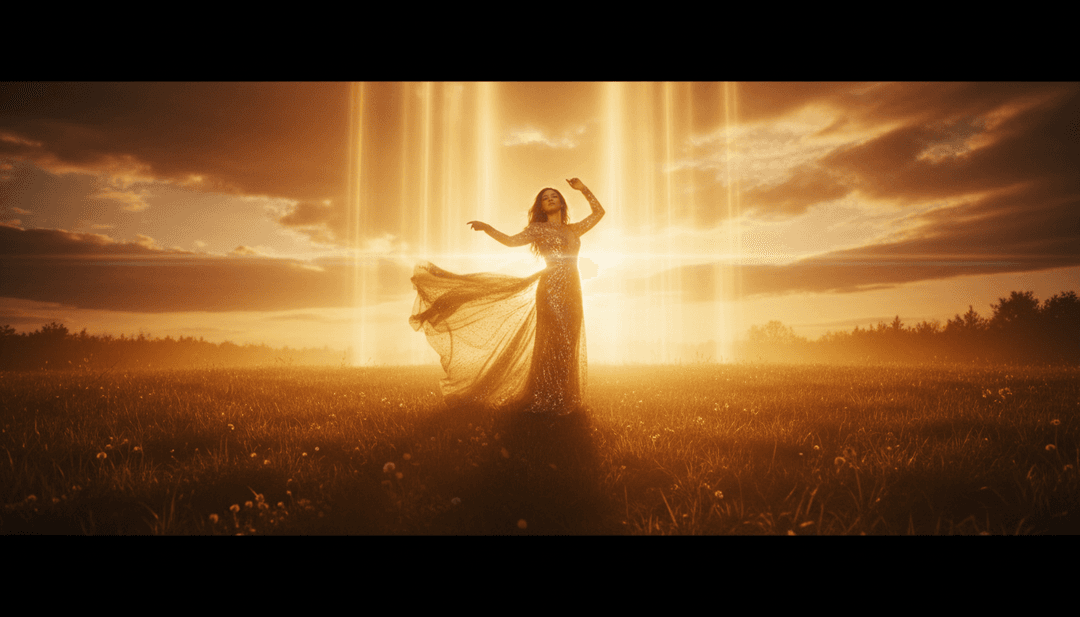 Representação visual abstrata de ondas sonoras transformando-se em partículas de luz vibrantes, simbolizando a interpretação inicial da IA da música eletrônica.